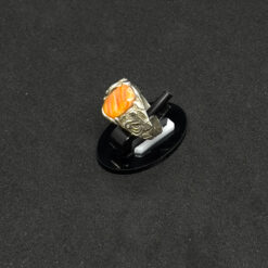 Alternative view of خاتم فضة عيار 925 بحجر جدر المرجان المعرق مقاس 15