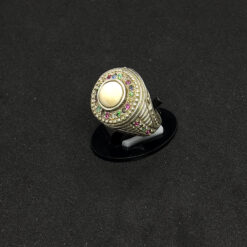 Alternative view of خاتم فضة عيار 925 بحجر العاج والزركونات مقاس 22