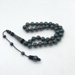 Alternative view of سبحة كوك أسود مطعم بالفضة وحجر الفيروز 33 حبة - 10 مم