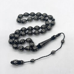 Alternative view of سبحة كوك أسود عيون مطعم بالفضة 33 حبة - 10 مم