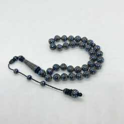 Alternative view of سبحة كوك أسود مطعم بالفضة وحجر لابيس لازورد 33 حبة - 10 مم