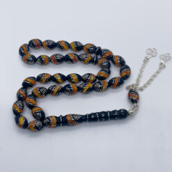 Alternative view of سبحة يسر بالفضة وحجر الكهرمان 33 حبة - 9 مم