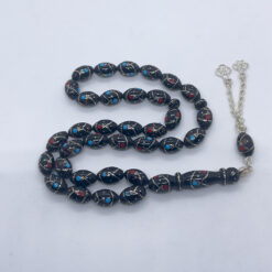 Alternative view of سبحة يسر بالفضة وحجر المرجان والفيروز 33 حبة - 9 مم