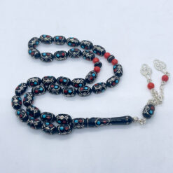 Alternative view of سبحة يسر بالفضة وحجر المرجان والفيروز 33 حبة - 9 مم