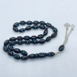 Alternative view of سبحة يسر بالفضة وحجر المرجان والفيروز 33 حبة - 9 مم