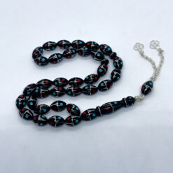 Alternative view of سبحة يسر بالفضة وحجر المرجان والفيروز 33 حبة - 9 مم