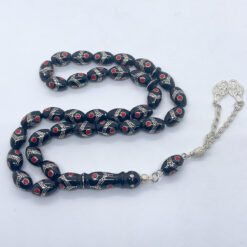 Alternative view of سبحة يسر بعيون الفضة وحجر المرجان 33 حبة - 9 مم