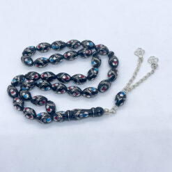 Alternative view of سبحة يسر الهلال والنجمة بالفضة وحجر المرجان والفيروز 33 حبة - 9 مم