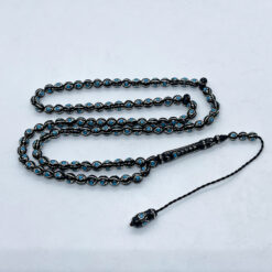 Alternative view of سبحة كوك أسود بالفضة وحجر الفيروز 99 حبة - 6 مم