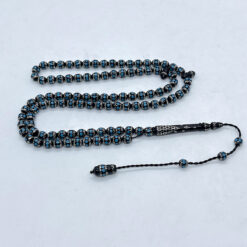 Alternative view of سبحة كوك أسود بالفضة وحجر الفيروز 99 حبة - 6 مم