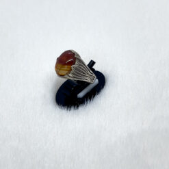 Alternative view of خاتم فضة عيار 925 بحجر العقيق البلدي مقاس 24