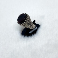 Alternative view of خاتم فضة عيار 925 بحجر العقيق البلدي مقاس 24 - 25